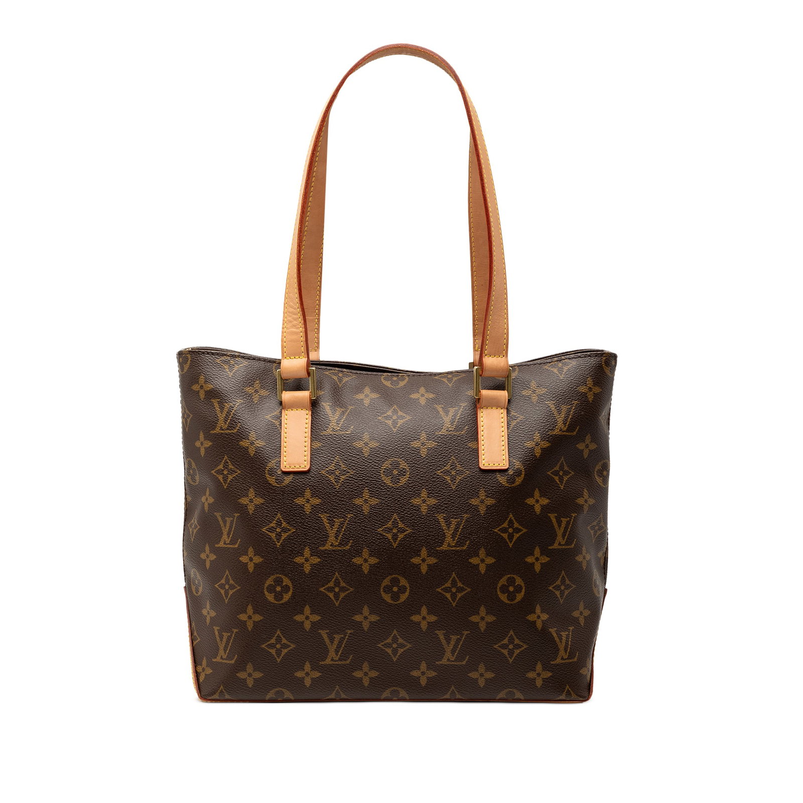Louis Vuitton Monogram Canvas Cabas Piano Tote Bag with Leather Handles: Louis Vuitton Monogram Canvas Cabas Piano Tote Bag with Leather Handles This Louis Vuitton Monogram Cabas Piano features the signature monogram canvas body with flat leather handles and a top zip clos