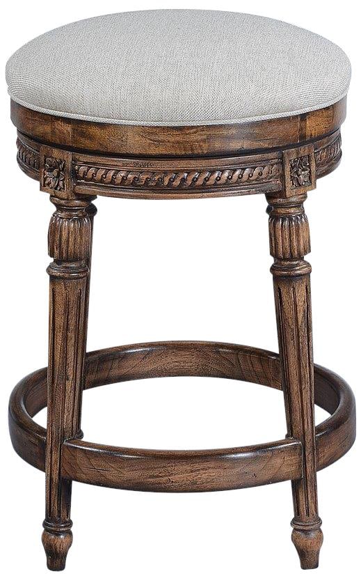 Louis XVI Style Swivel Counter Stool Revolution Beachwood Linen (1 of 3)
