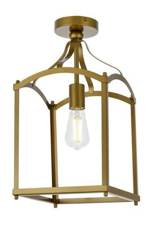 Janet Brass Finish Flush Mount Ceiling Light 18.4in Mid-Century Modern 1-Light (1 of 7)
