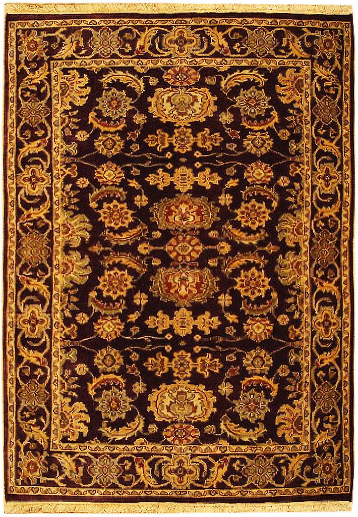 Handmade 4' x 6' Syrup Brown Agra Rug with Geometric Patterns (1 of 5)