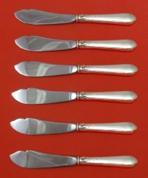 Lunt Nellie Custis Sterling Silver Trout Knife Set 6pc Custom (1 of 1)