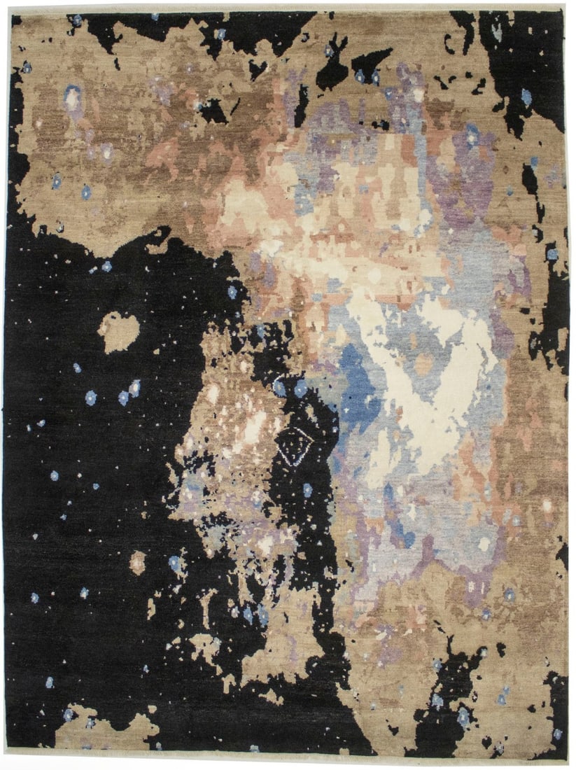 9'0 x 11'11 Multicolored Wool Area Rug with Modern Abstract Pattern (1 of 17)