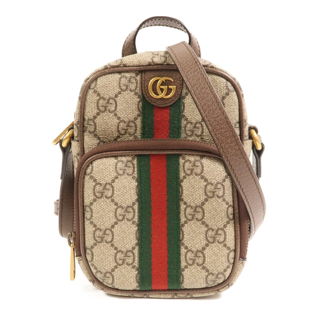 Gucci Ophidia Brown Mini Shoulder Bag with Gold Hardware Coated Canvas (1 of 15)