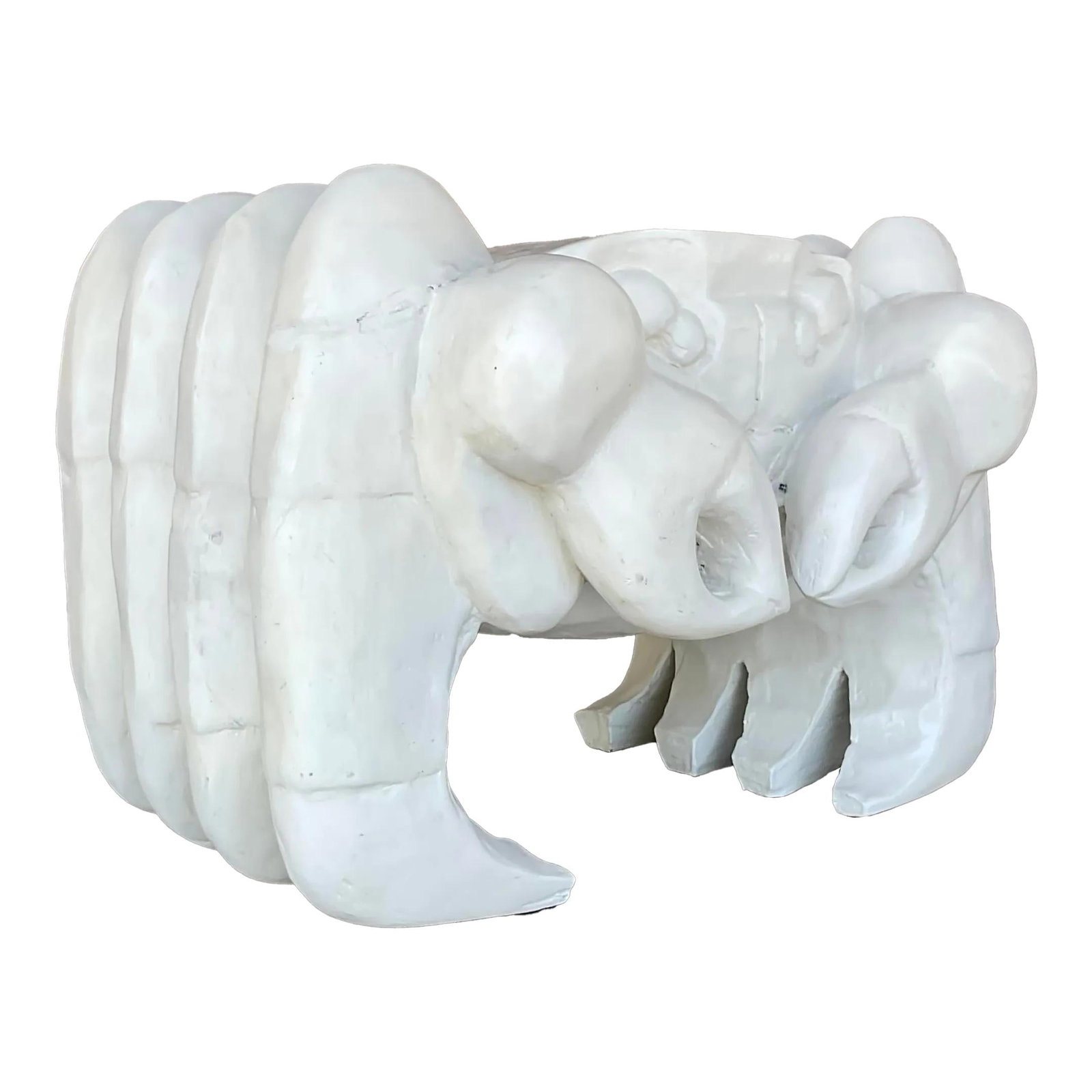 Handcrafted Vintage Coastal Crab Low Stool White Wood (1 of 10)