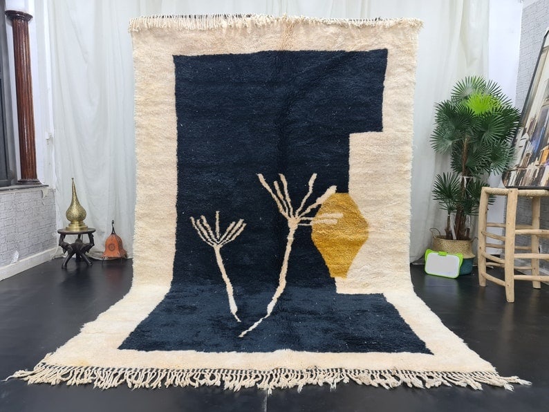 Handmade Moroccan Rug 100% Sheep Wool 9.84 x 6.56 Feet: Handmade Moroccan Rug 100% Sheep Wool 9.84 x 6.56 Feet Discover the beauty of this stylish artistic handmade rug, meticulously crafted by Berber women weavers in the Middle Atlas Mountains. This uniqu