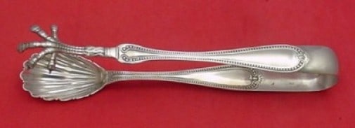 Wood & Hughes Bead Sterling Silver Ice Tongs 9 1/8 Inch: Wood & Hughes Bead Sterling Silver Ice Tongs 9 1/8 Inch Enhance your serving experience with this exquisite pair of ice tongs from Wood & Hughes, showcasing the elegant Bead pattern. Crafted from high