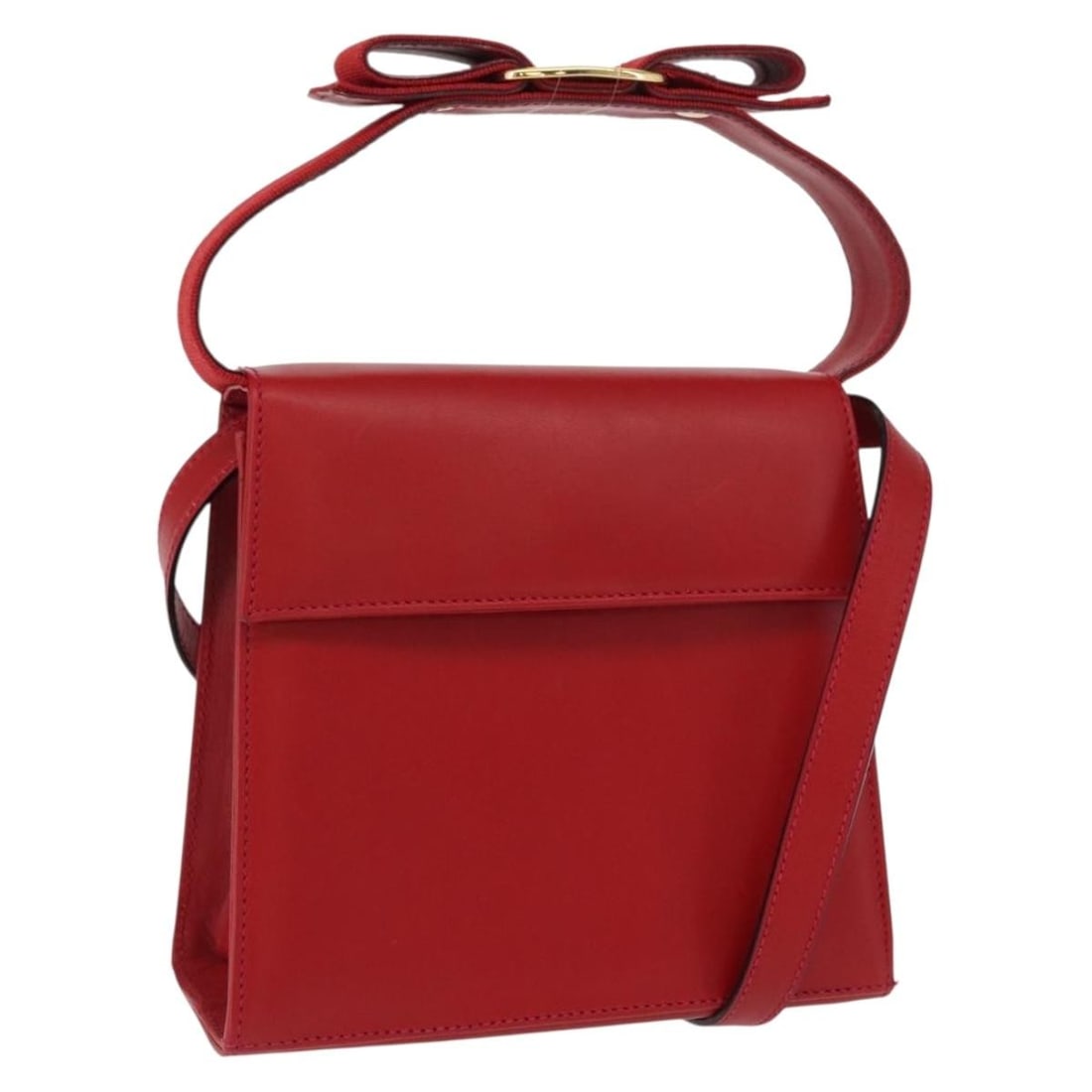 Red Leather Vala Shoulder Bag by Salvatore Ferragamo 17cm x 15cm x 7cm (1 of 18)