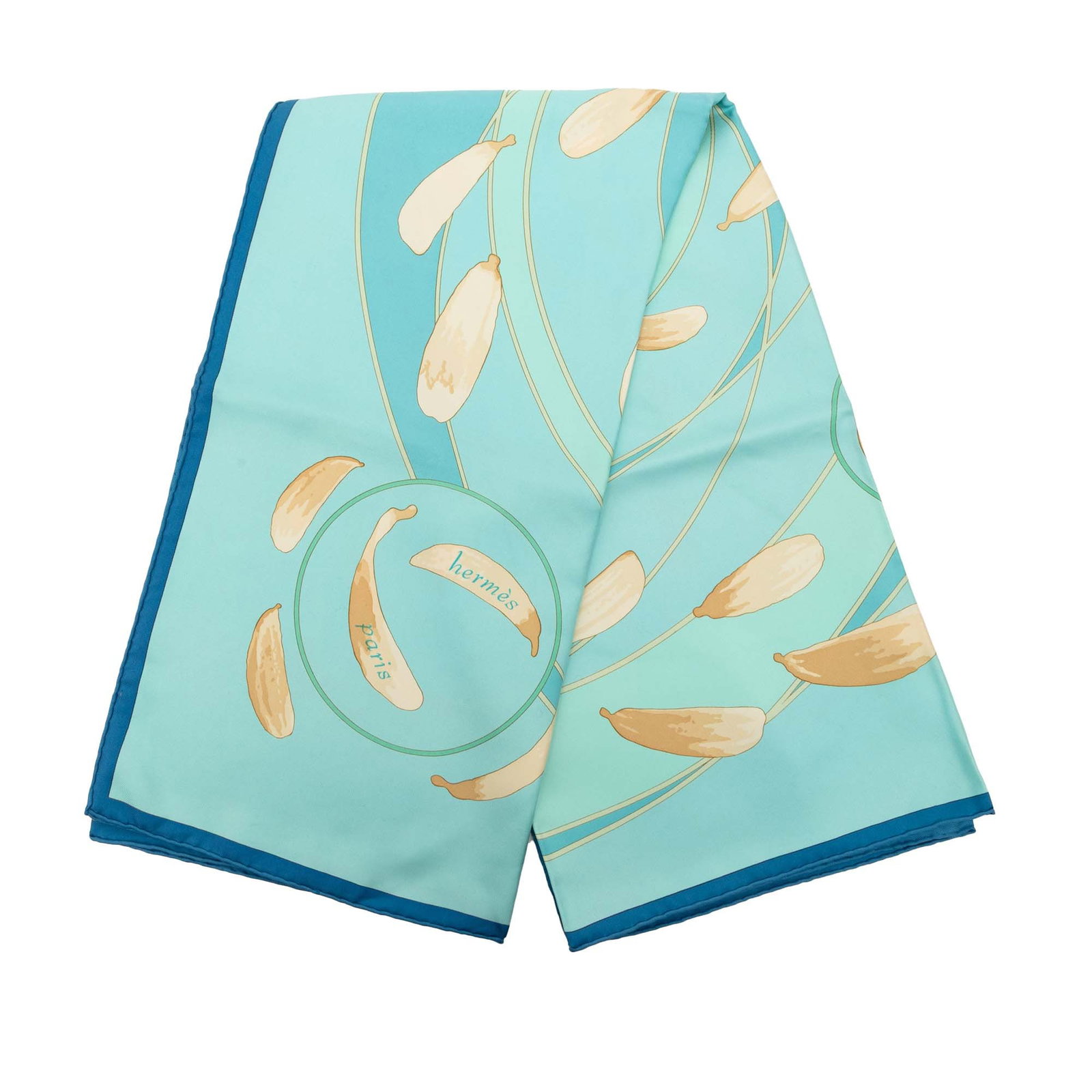 Blue Au Gre du Vent 100 Percent Silk Scarf by Hermes 88.5 cm (1 of 7)