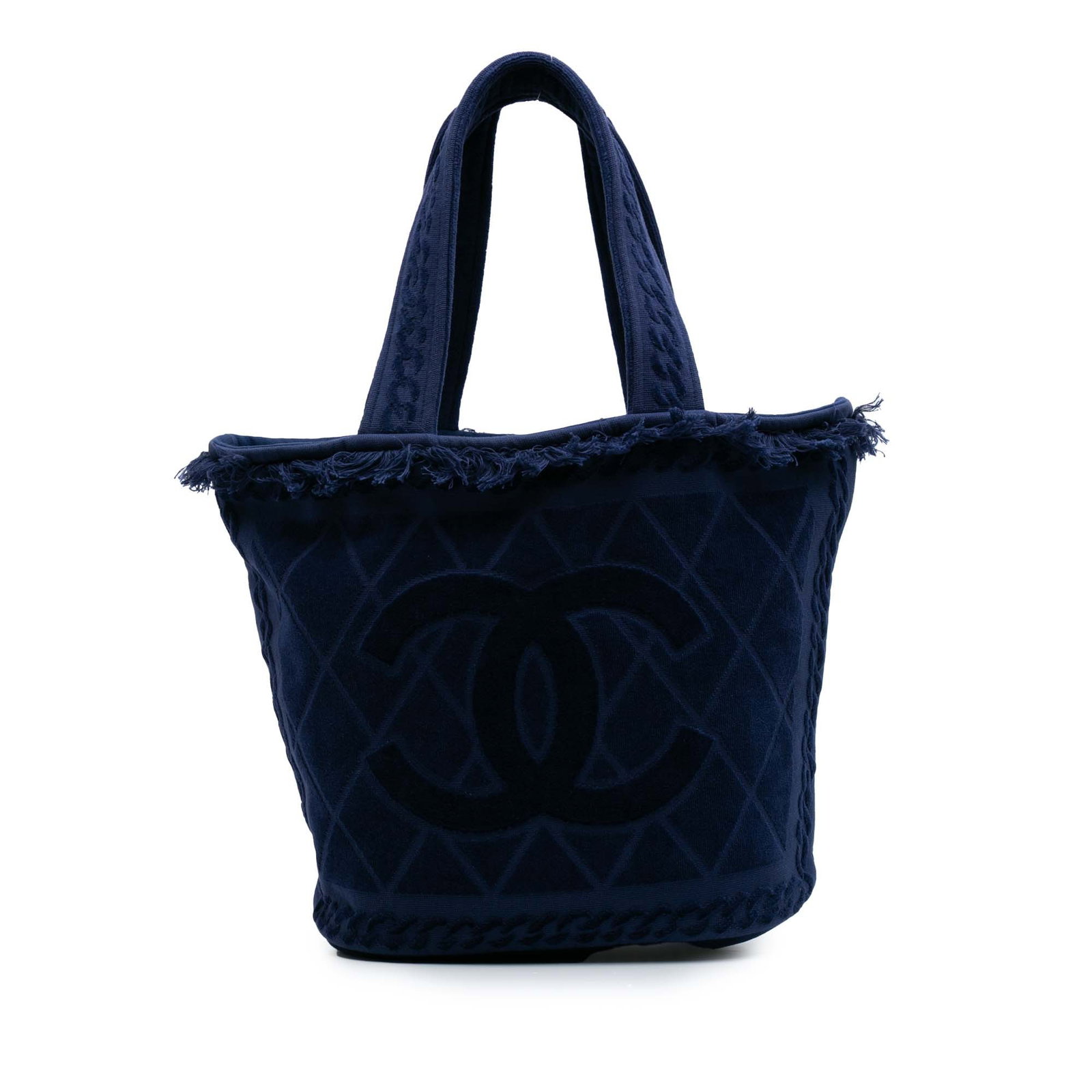 Chanel CC Terry Cotton Beach Tote Blue Fabric Bag Italy (1 of 9)