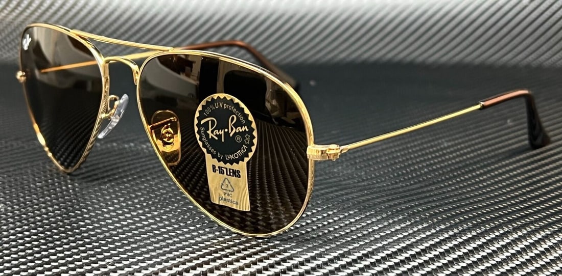 Ray-Ban RB3025 Gold Aviator Sunglasses 62mm B-15 Brown Lenses (1 of 5)
