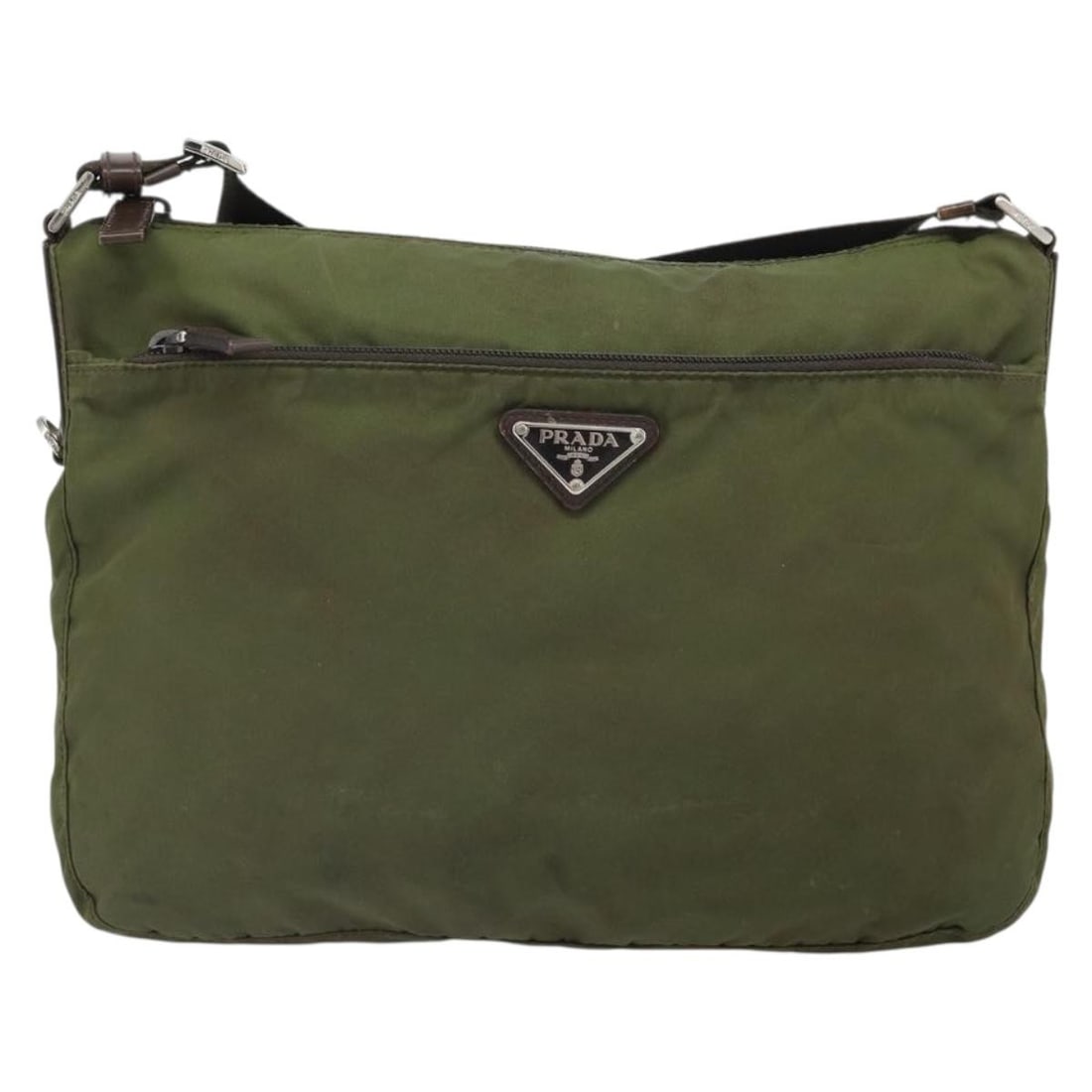 Prada Tessuto Nylon Messenger Bag with Front Pocket Khaki Unisex (1 of 18)