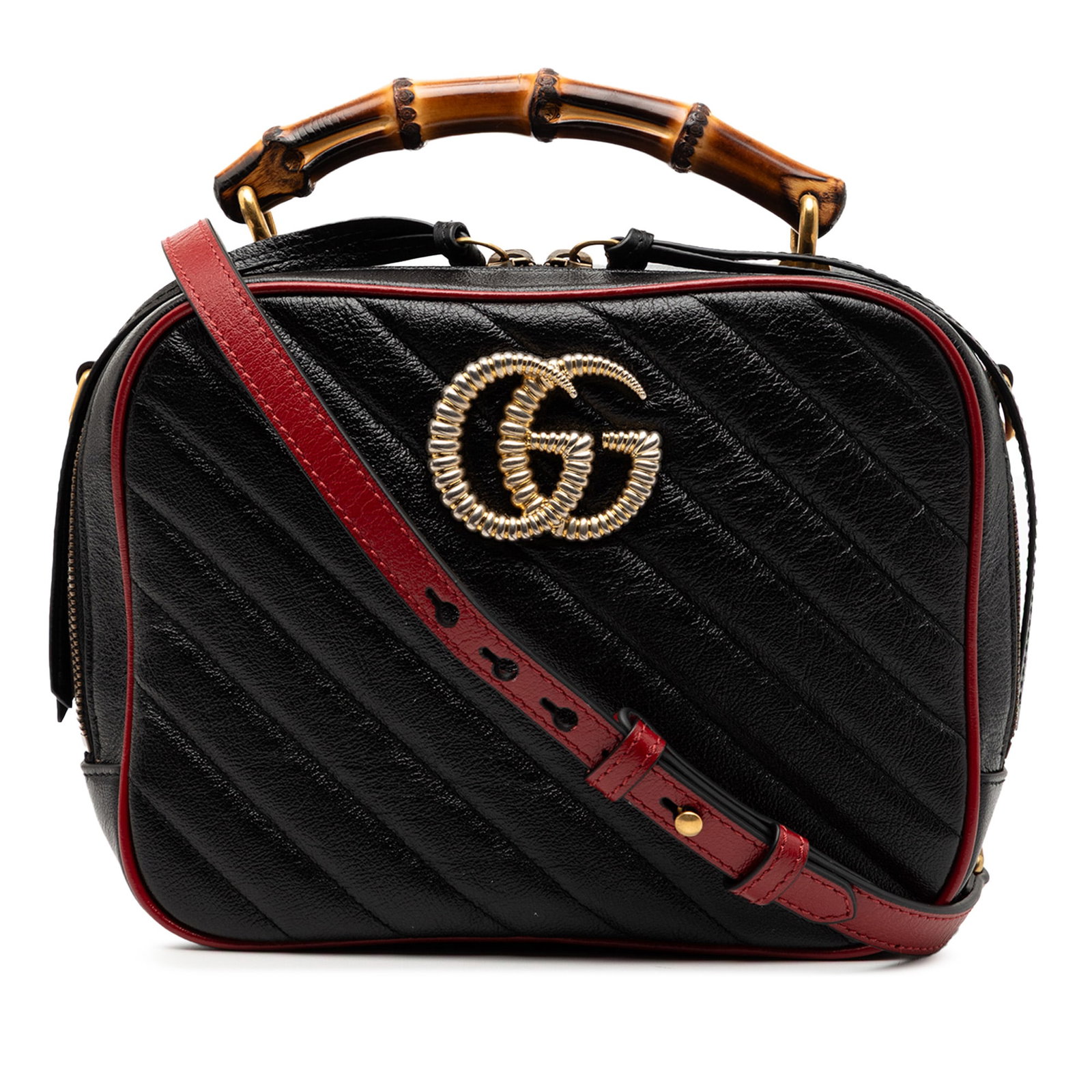 Gucci GG Marmont Small Black Leather Bamboo Handle Satchel Bag (1 of 7)