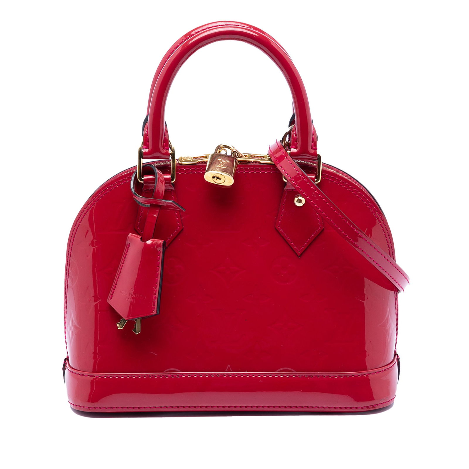 Pink Monogram Vernis Leather Alma BB Bag by Louis Vuitton with Strap (1 of 7)