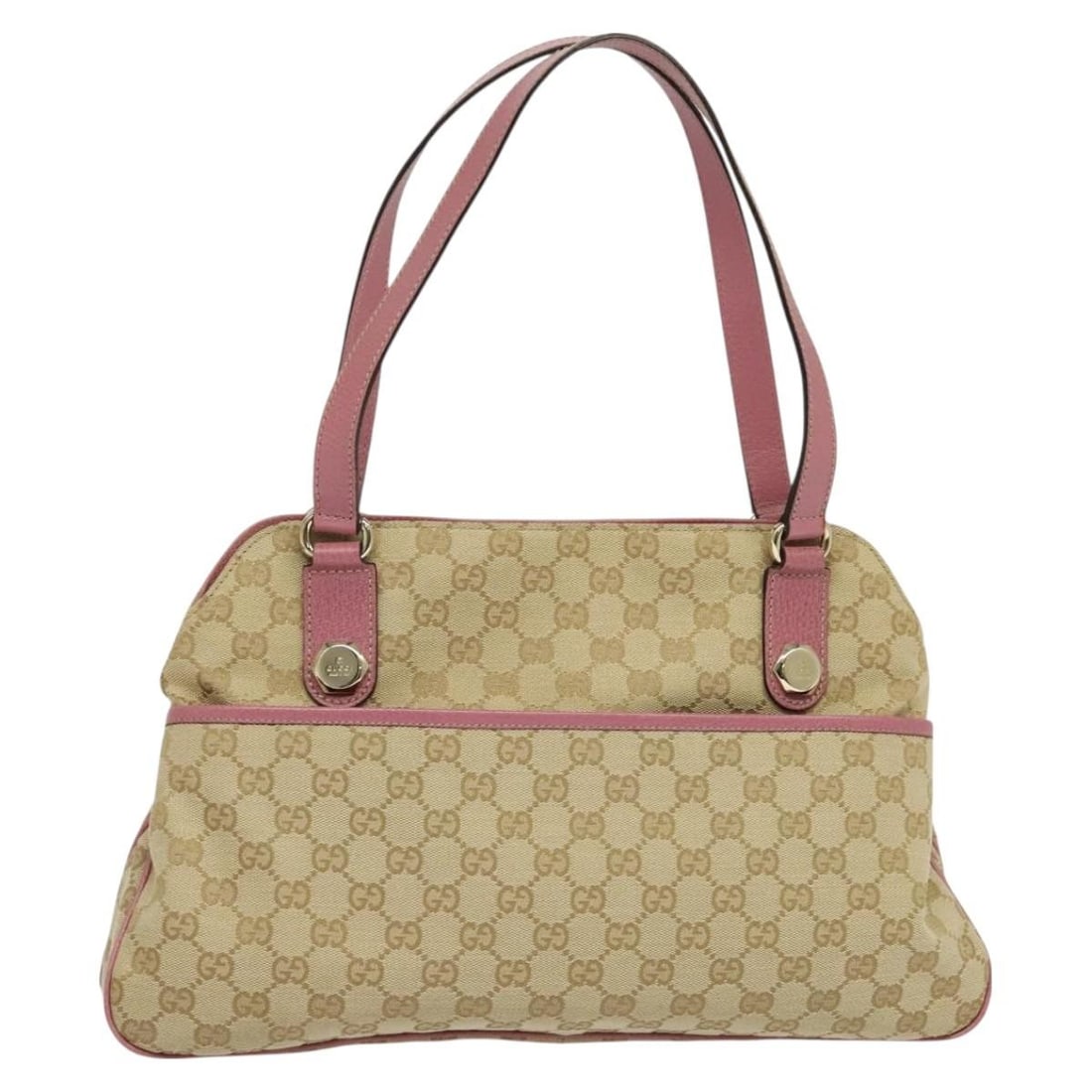 GUCCI GG Canvas Tote Bag 163288 Gold Beige Pink Authentic (1 of 18)