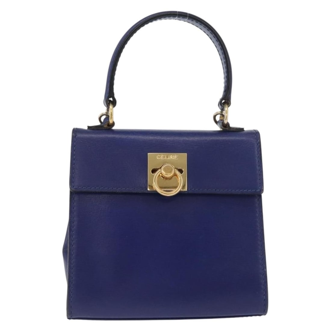 Celine Blue Leather Vintage Logo Top Handle Handbag (1 of 18)