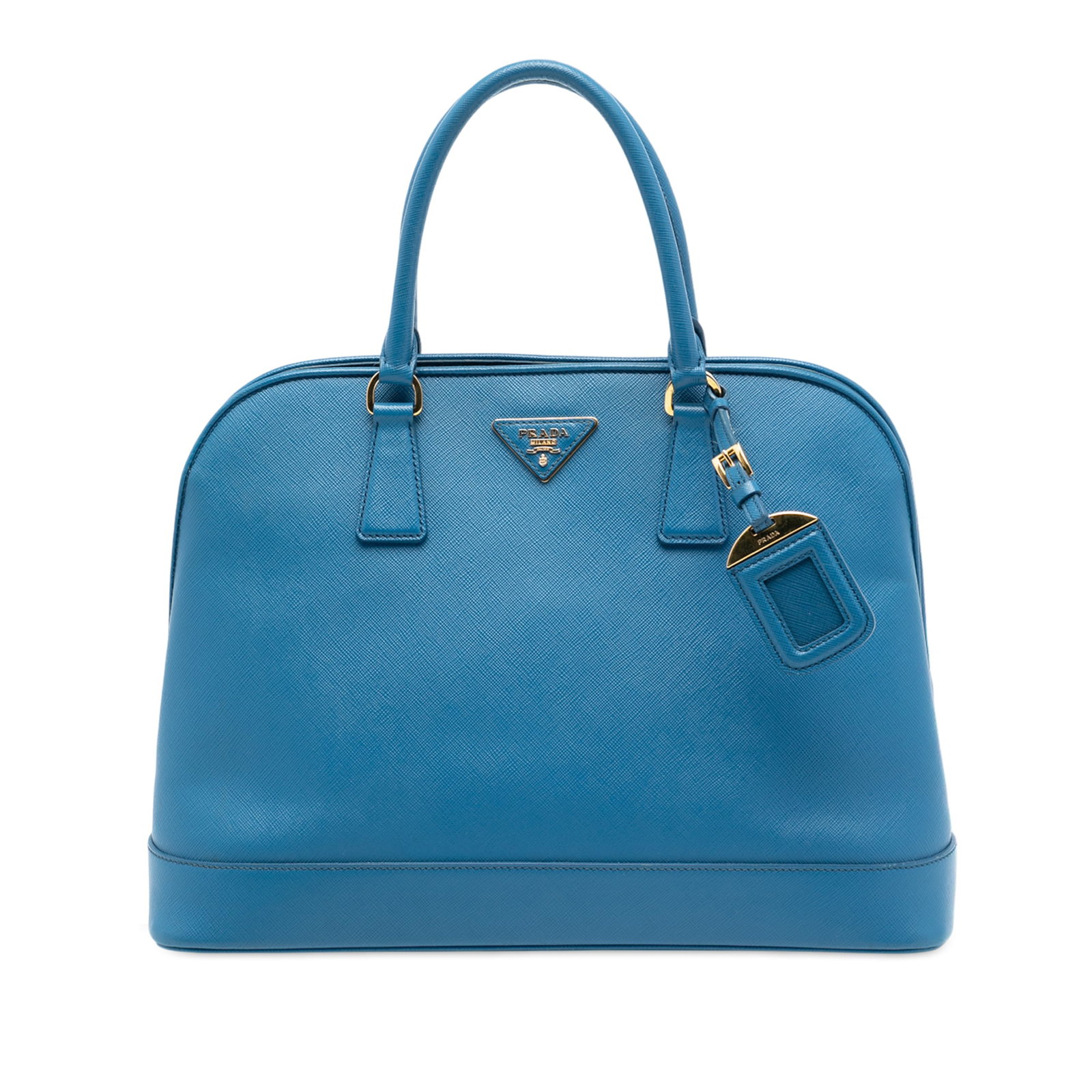 Prada Blue Saffiano Lux Leather Large Promenade Top Handle Satchel (1 of 6)