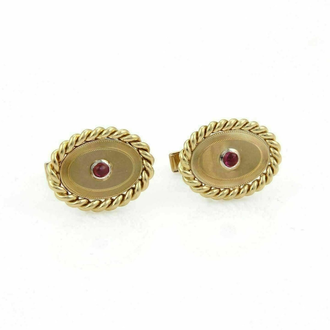 Vintage 18k Yellow Gold Pink Tourmaline Oval Cufflinks by Tiffany & Co. (1 of 5)