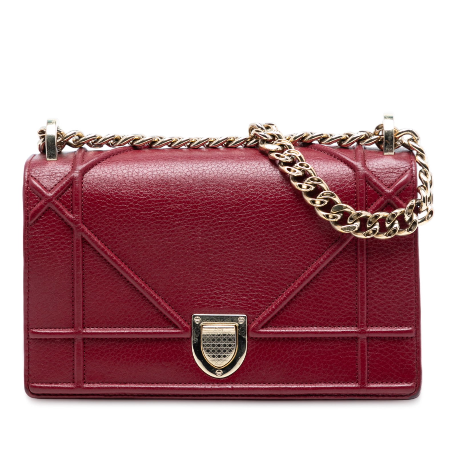 Dior Small Diorama Red Leather Shoulder Bag with Gold Tone Chain Strap (1 of 7)