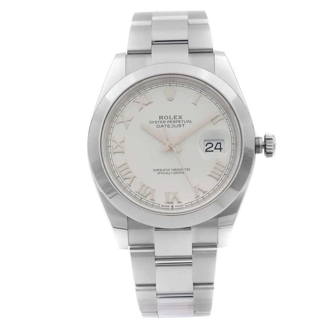 Rolex Datejust 41mm Steel White Roman Dial Automatic Men's Watch 126300 (1 of 1)