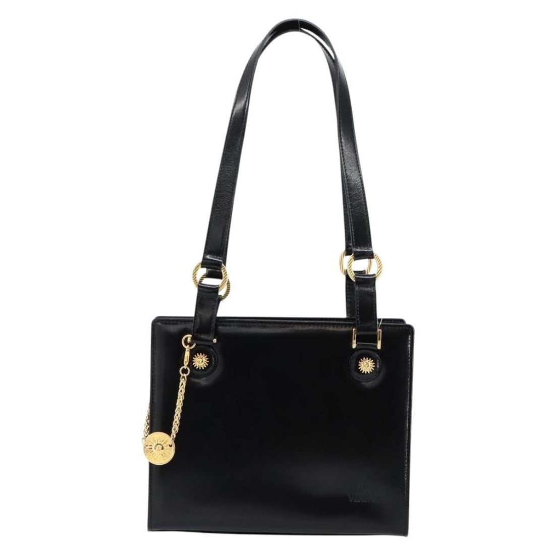 Versace Black Leather Vintage Shoulder Bag from Italy: Versace Black Leather Vintage Shoulder Bag from Italy This pre-owned Versace vintage shoulder bag is crafted from black leather and features a classic design for women. Made in Italy, the bag remains