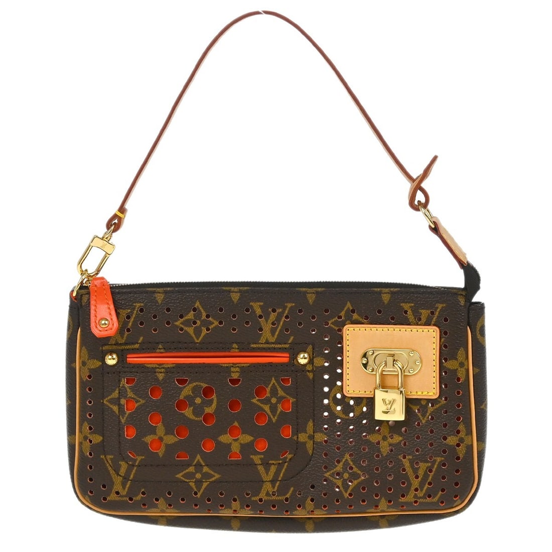 Louis Vuitton Monogram Perfo Pochette Accessoires Handbag M95185 Brown Orange (1 of 7)