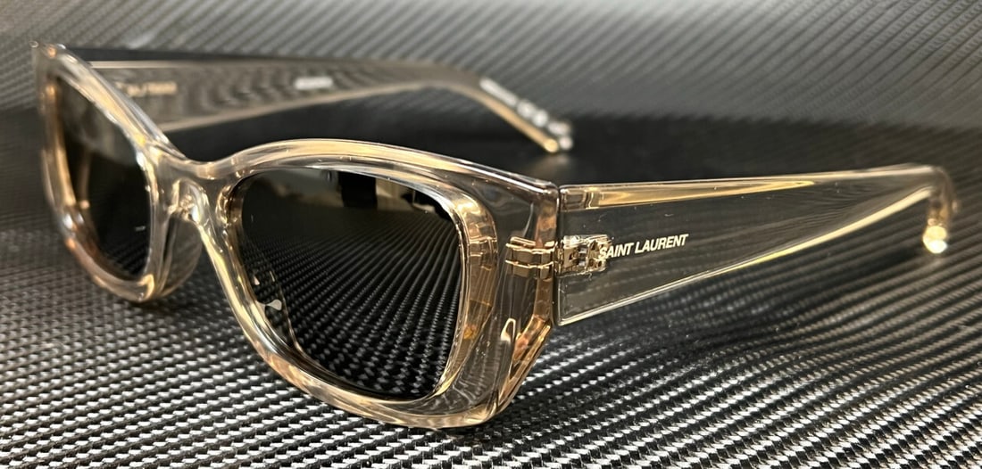 Saint Laurent SL 593 003 Beige Women's Sunglasses with Silver Mirror Lenses: Saint Laurent SL 593 003 Beige Women's Sunglasses with Silver Mirror Lenses Elevate your style with these Saint Laurent SL 593 003 Beige Women's Medium Sunglasses. Featuring a chic beige frame and str