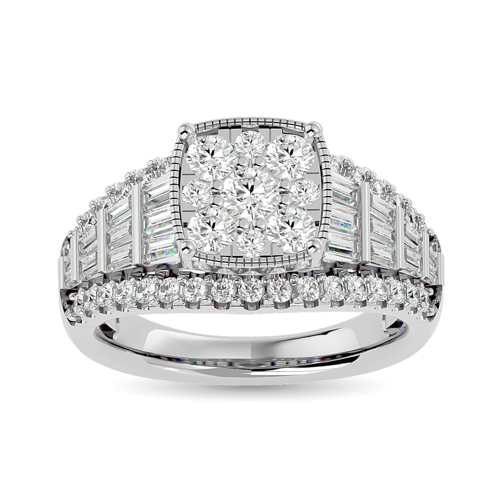 Diamond Engagement Ring 1 1/2 Ct.tw in 10K White Gold: Diamond Engagement Ring 1 1/2 Ct.tw in 10K White Gold 10k White Gold Stone Color: Gh Stone Clarity: I1 Each ring is presented in standard size 6.5. Complimentary resizing is available between sizes 51