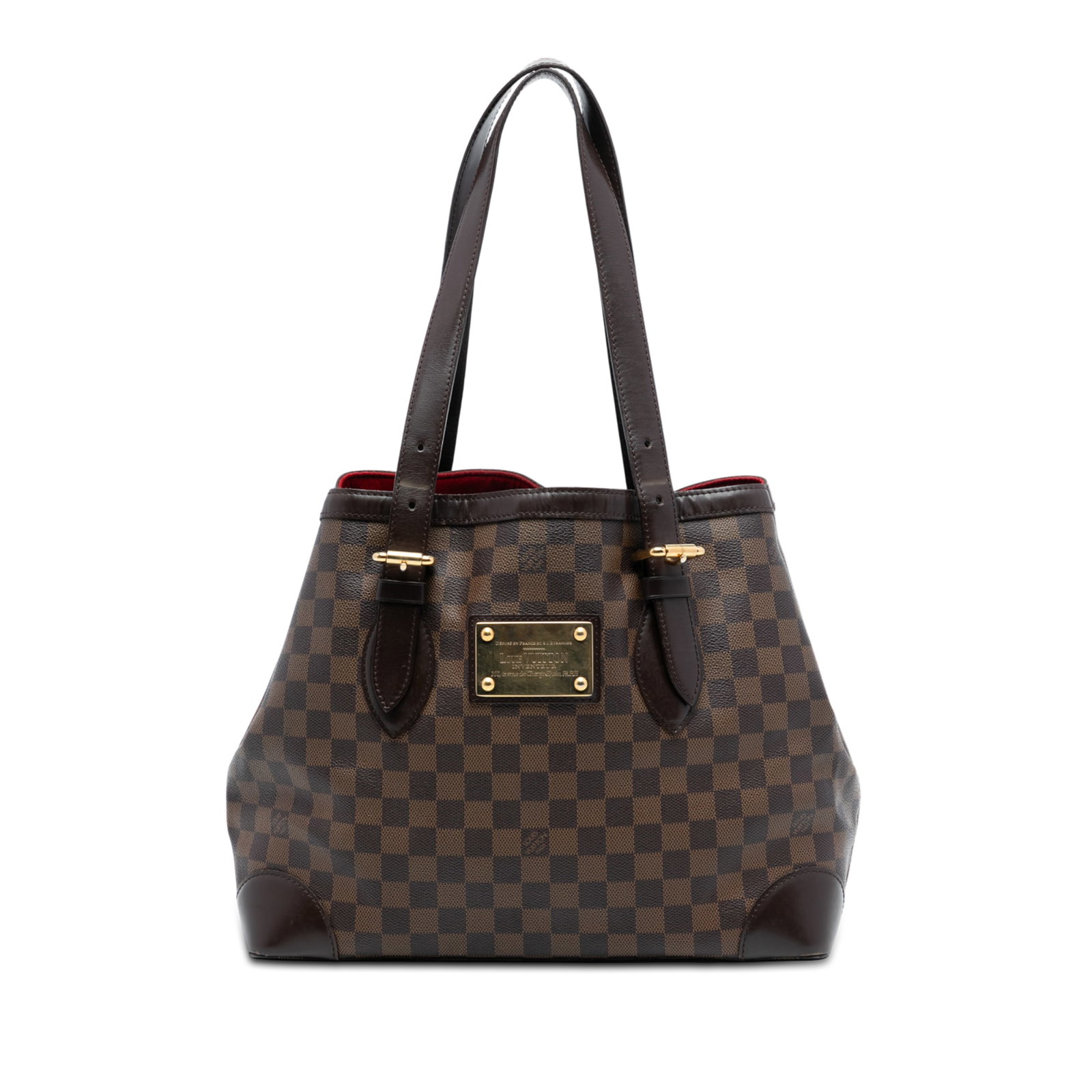 Louis Vuitton Hampstead MM Tote Bag in Damier Ebene Canvas: Louis Vuitton Hampstead MM Tote Bag in Damier Ebene Canvas The Louis Vuitton Damier Ebene Hampstead MM is crafted from Damier Ebene canvas with leather trim and features flat leather handles. The bag