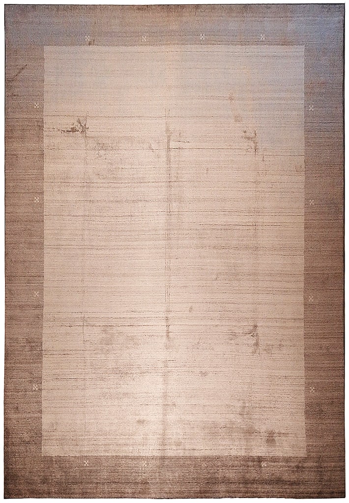 9 x 12 Handmade Wool Rug Beige Brown Modern Design (1 of 11)