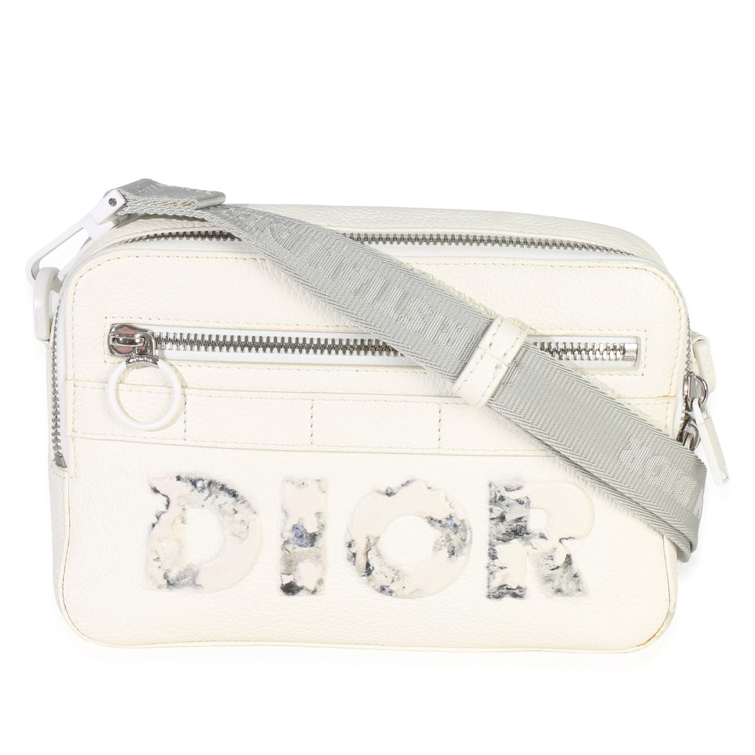 Dior Daniel Arsham Safari Messenger White Calfskin Crossbody Bag (1 of 9)