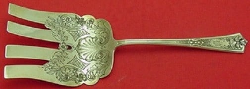 Dominick & Haff Louis XIV Chased Sterling Silver Asparagus Fork 9 3/4" (1 of 1)