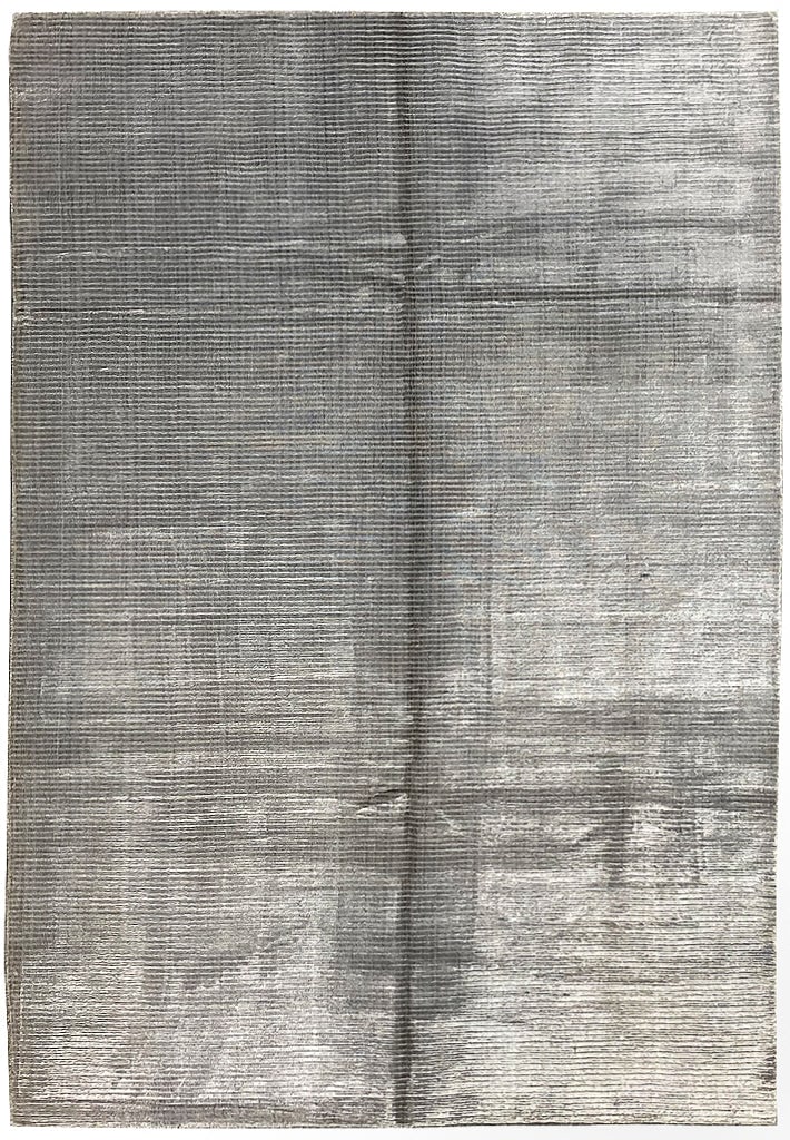 Handmade 6.2 x 9.2 Gray Bamboo Silk Modern Area Rug: Handmade 6.2 x 9.2 Gray Bamboo Silk Modern Area Rug Free continental US Shipping Elevate your living space with this exquisite 6.2' x 9.2' Handmade Modern Rug crafted from premium bamboo silk in a sop