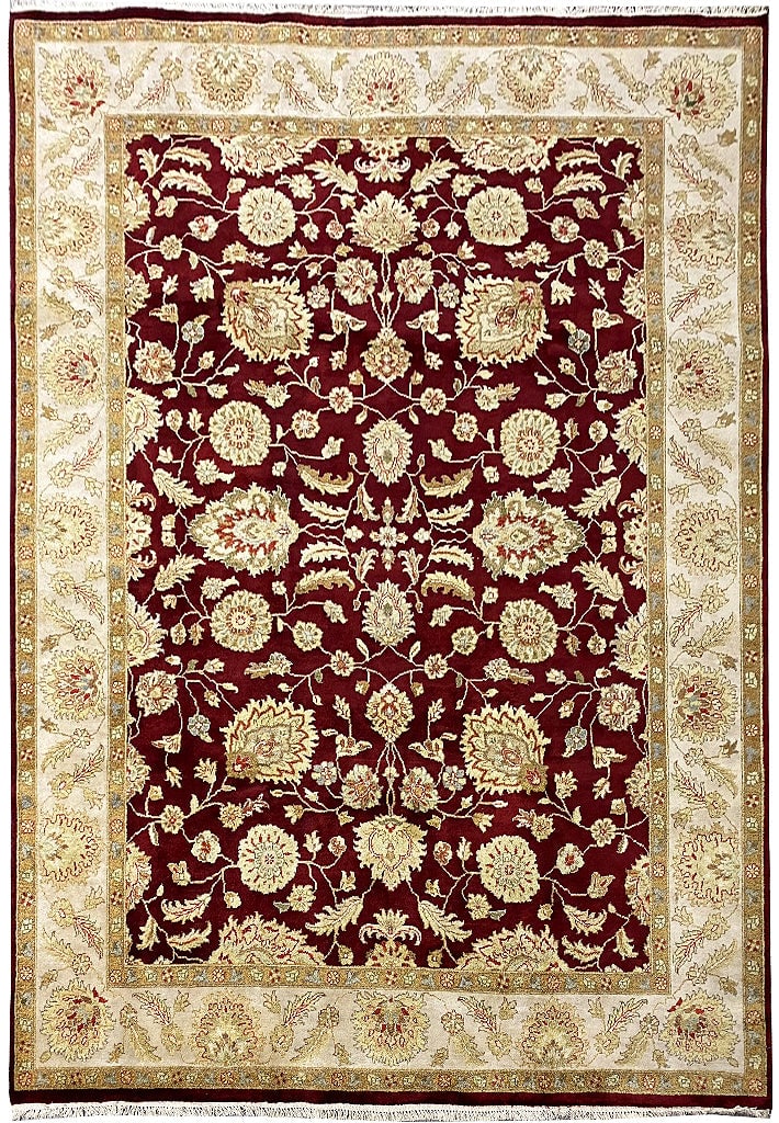 8' x 10' Handmade Wool Area Rug Burgundy Elegant Design: 8' x 10' Handmade Wool Area Rug Burgundy Elegant Design Free continental US Shipping Introducing the stunning 8' x 10' Handmade Rug in Burgundy, expertly crafted from quality natural wool. Hand-knotte