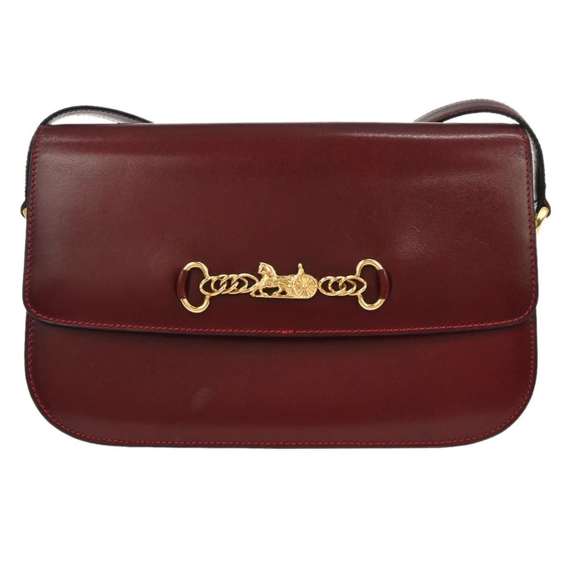 Celine Medium Bordeaux Leather Shoulder Purse with Logo Accent (1 of 12)