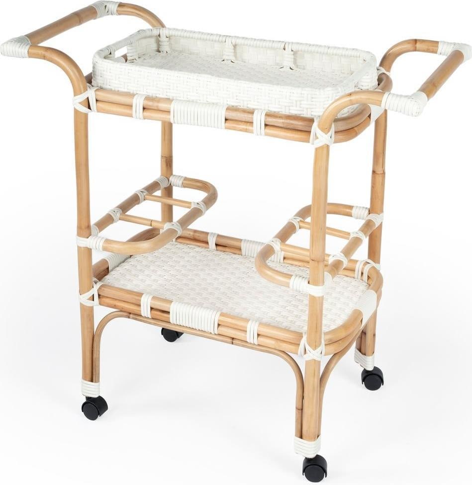 Butler Selena Glossy White Rattan Serving Cart with Removable Tray (1 of 5)