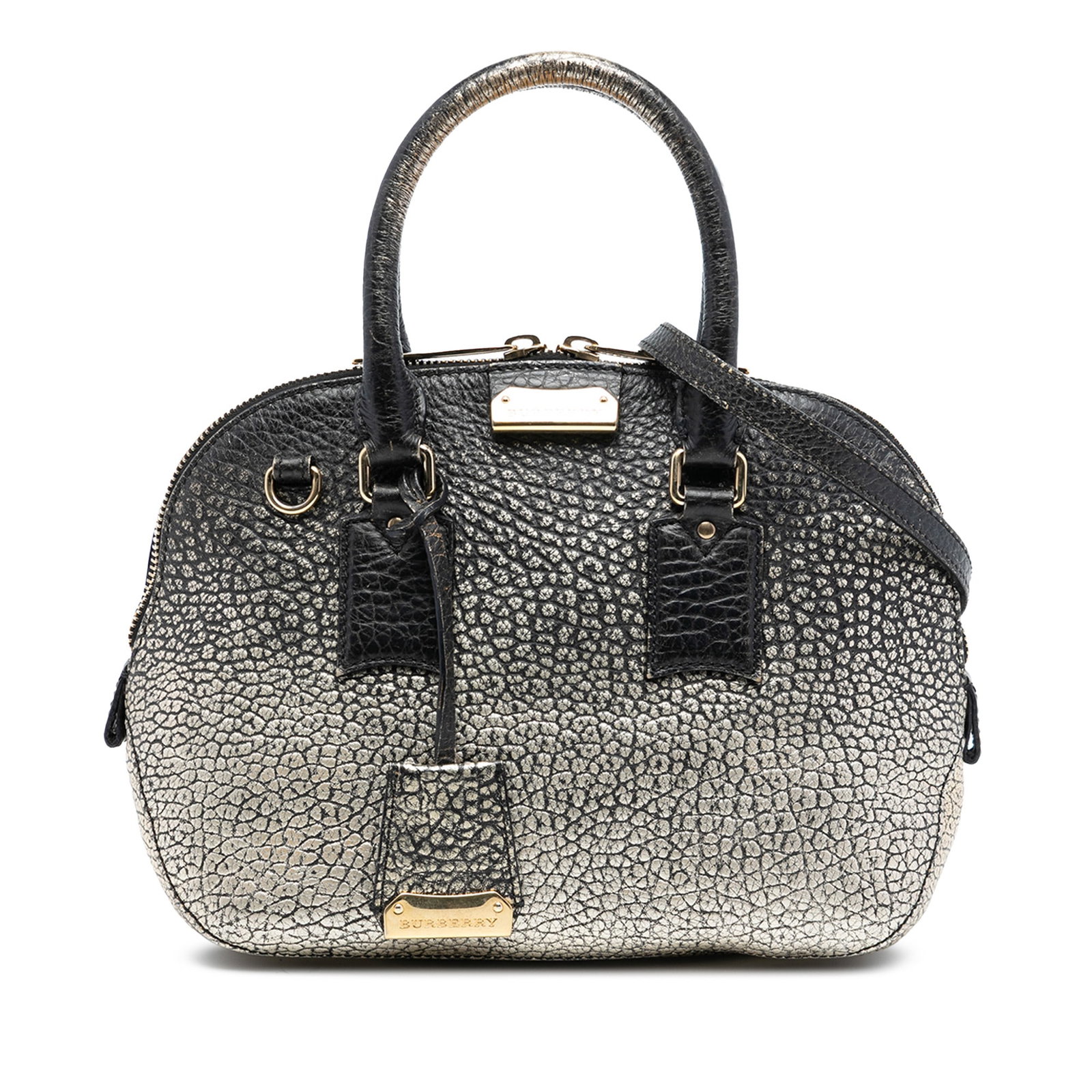 Burberry Orchard Small Gold Leather Ombre Metallic Bowling Bag with Shoulder Strap (1 of 7)