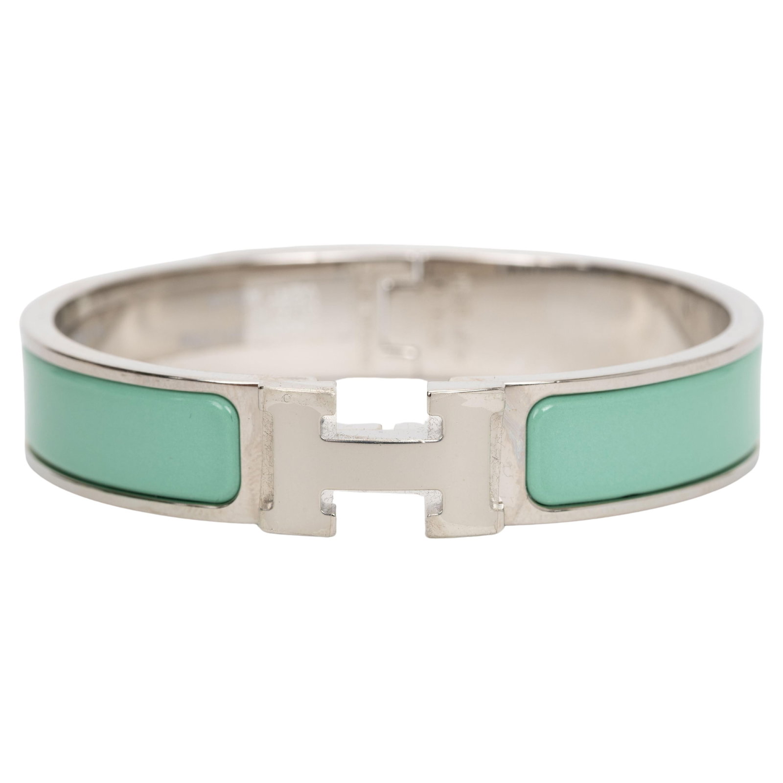 Hermes 2022 Light Green Clic H Bracelet PM Palladium (1 of 4)