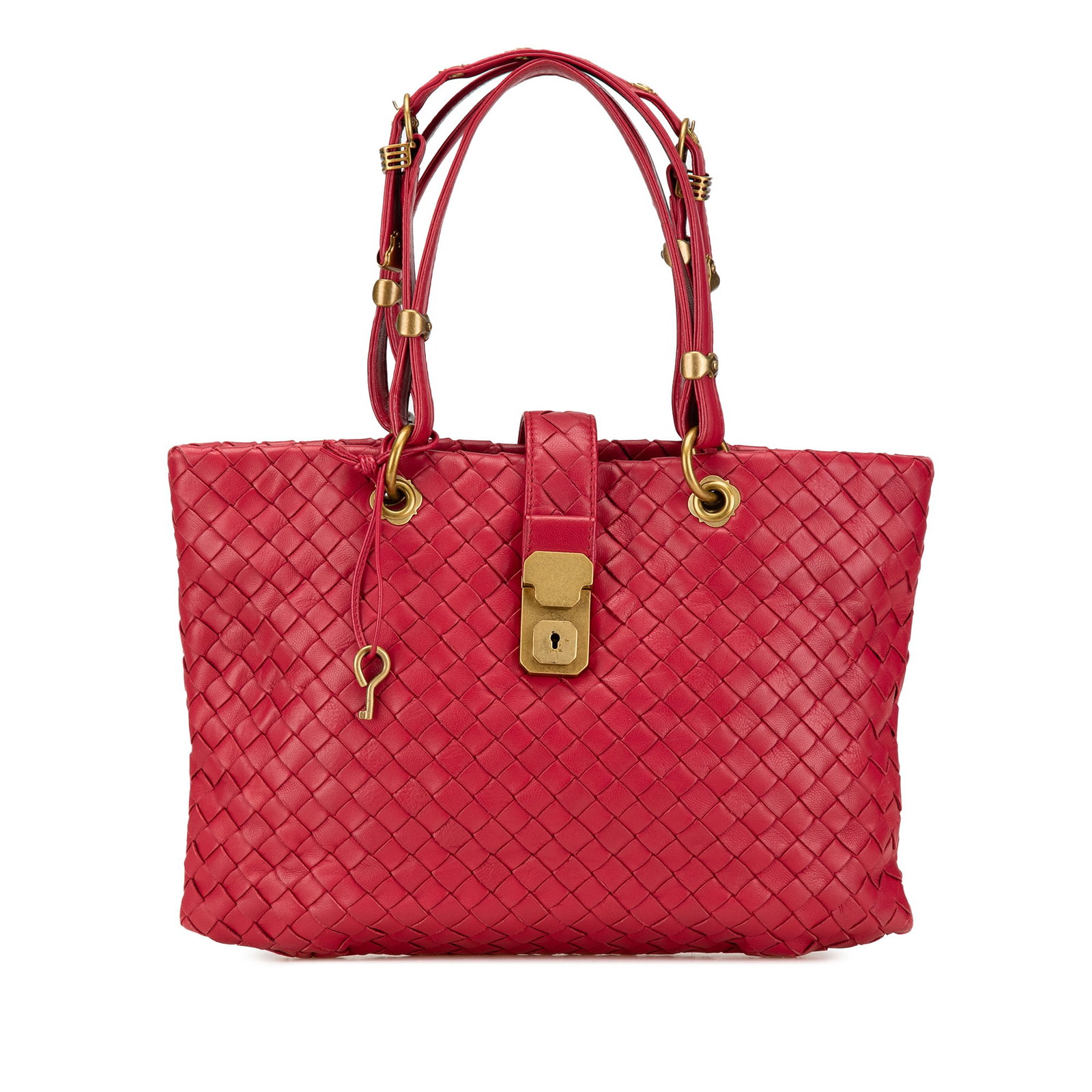 Bottega Veneta Small Nappa Intrecciato Capri Red Leather Handbag (1 of 12)
