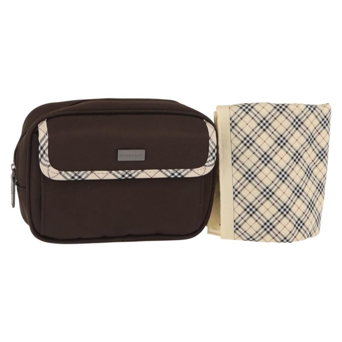 BURBERRY Nova Check Canvas Pouch Set of 2 Brown Beige Authentic: BURBERRY Nova Check Canvas Pouch Set of 2 Brown Beige Authentic This stylish set features a Burberry Nova Check Handkerchief Pouch crafted from durable canvas, showcasing a classic brown and beige col