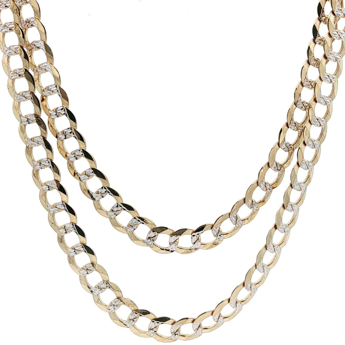 14k Yellow Gold 24 Inch Diamond Cut Cuban Link Chain Necklace: 14k Yellow Gold 24 Inch Diamond Cut Cuban Link Chain Necklace This exquisite necklace features a solid 14k yellow gold construction, showcasing a stunning diamond cut finish. The necklace is designed 