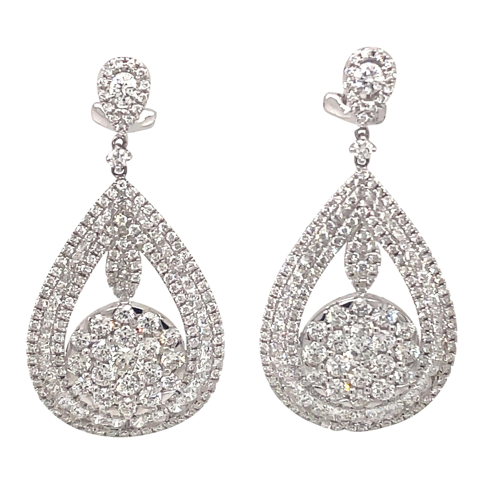 5.74ct Pave Diamond Drop Earrings in 18k White Gold (1 of 5)