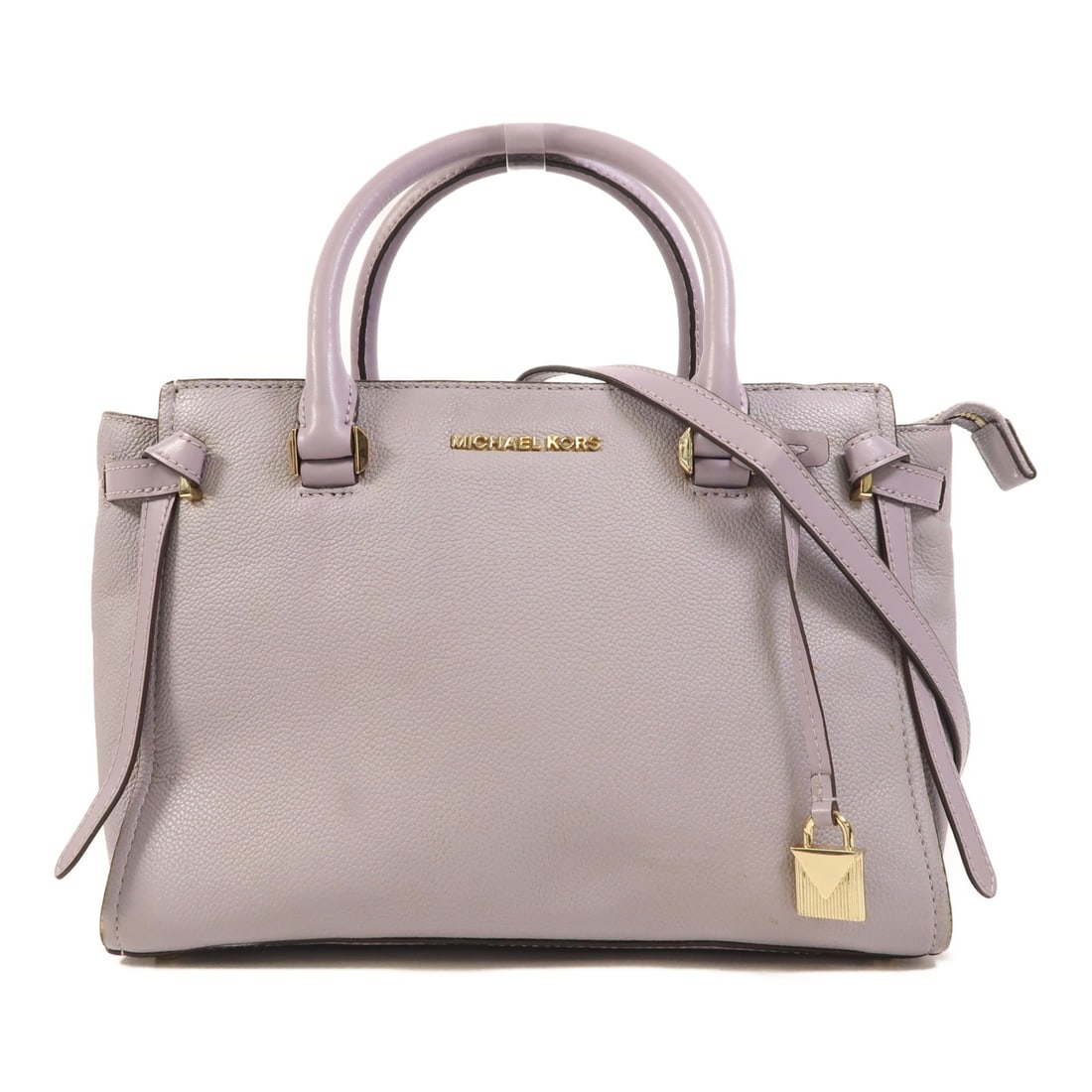 Michael Kors Purple Calfskin Two-Way Shoulder Purse with Gold Tone Hardware: Michael Kors Purple Calfskin Two-Way Shoulder Purse with Gold Tone Hardware This Michael Kors 2-way shoulder bag is crafted from supple calfskin leather in a vibrant purple color. Designed for versati
