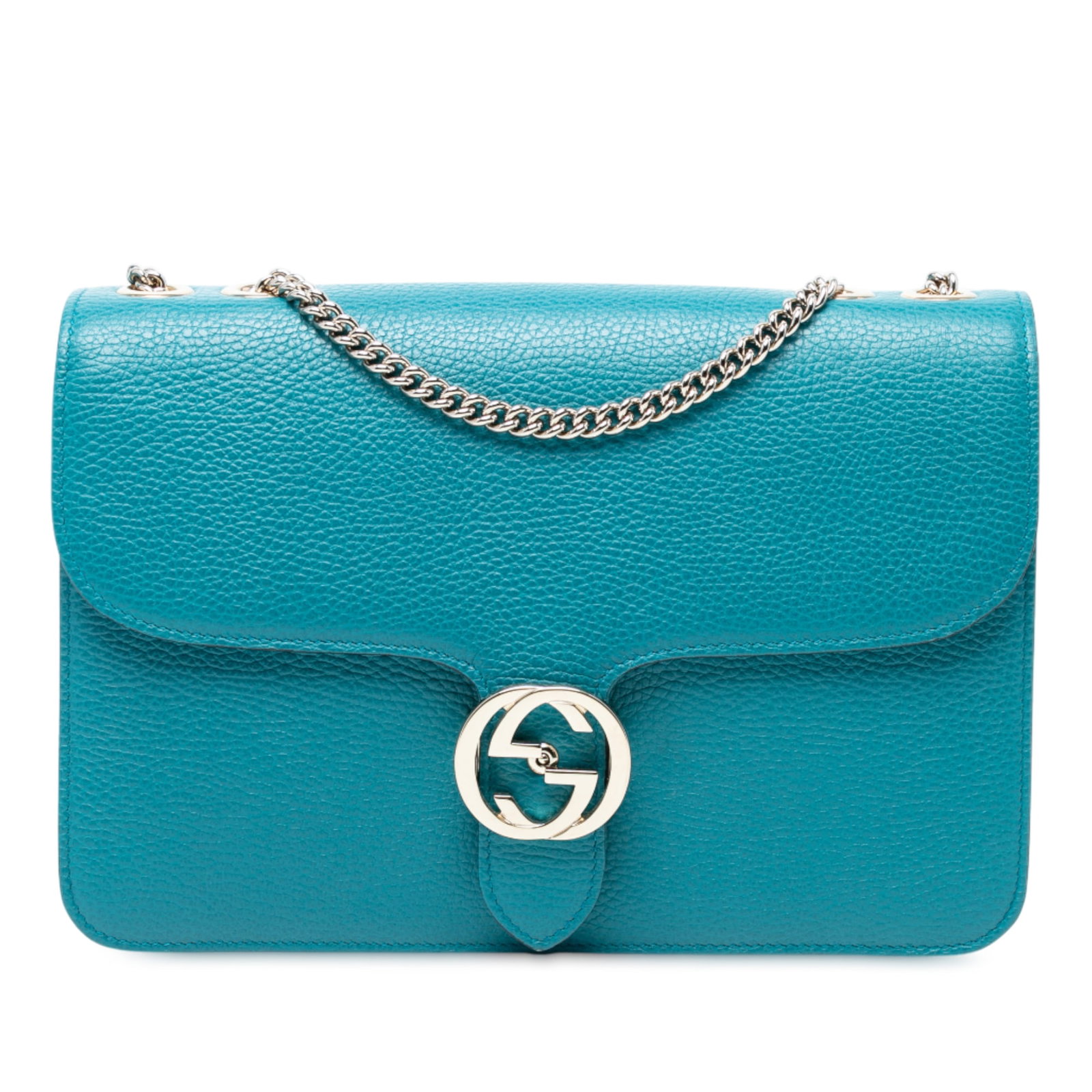 Gucci Medium Dollar Calfskin Interlocking G Blue Crossbody Bag (1 of 7)