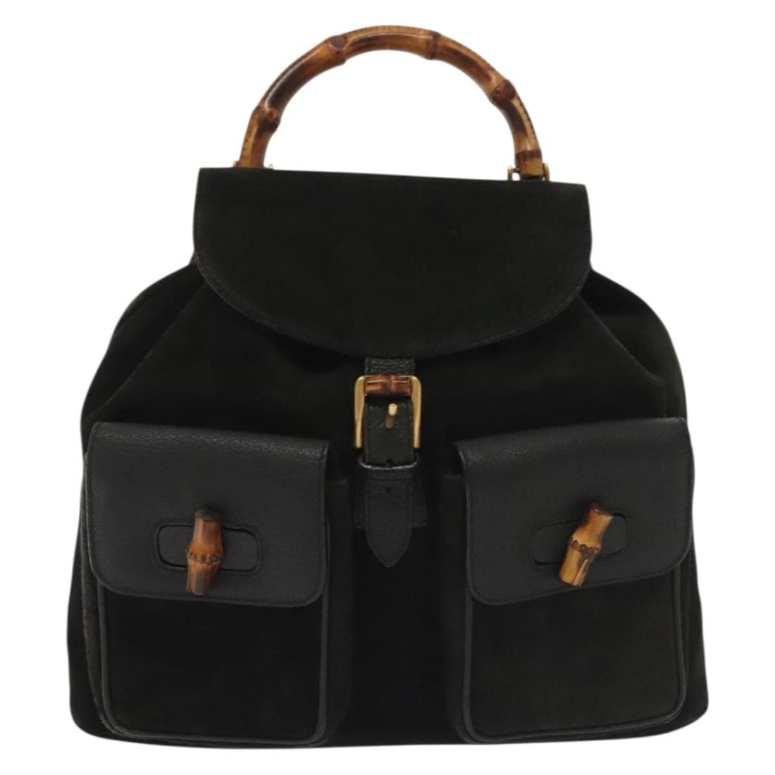 Gucci Suede Bamboo Tassel Backpack for Women Black 30cm by 28cm by 9cm (1 of 18)