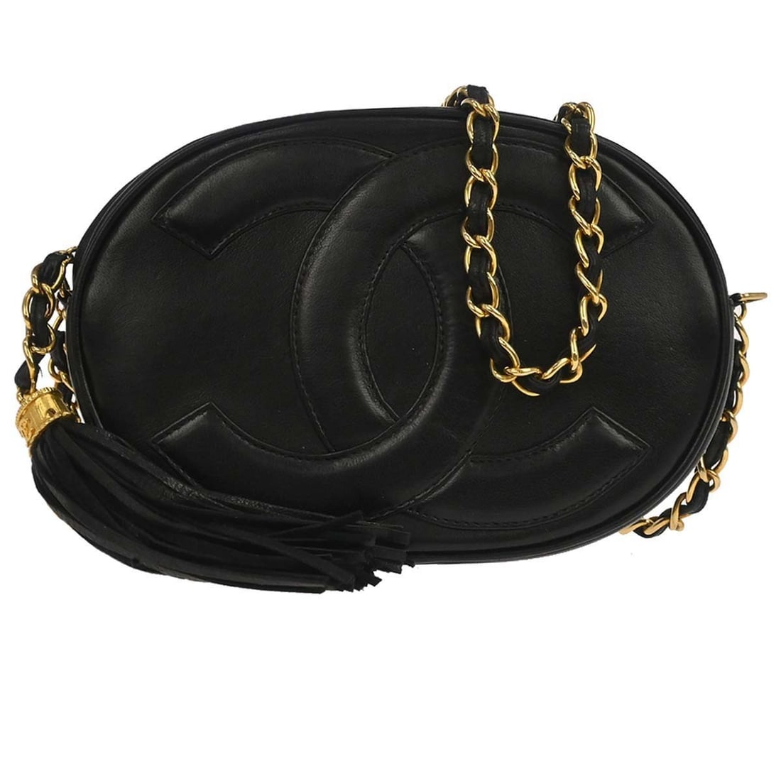 Chanel Small Black Lambskin Chain Strap Shoulder Bag with Fringe (1 of 10)