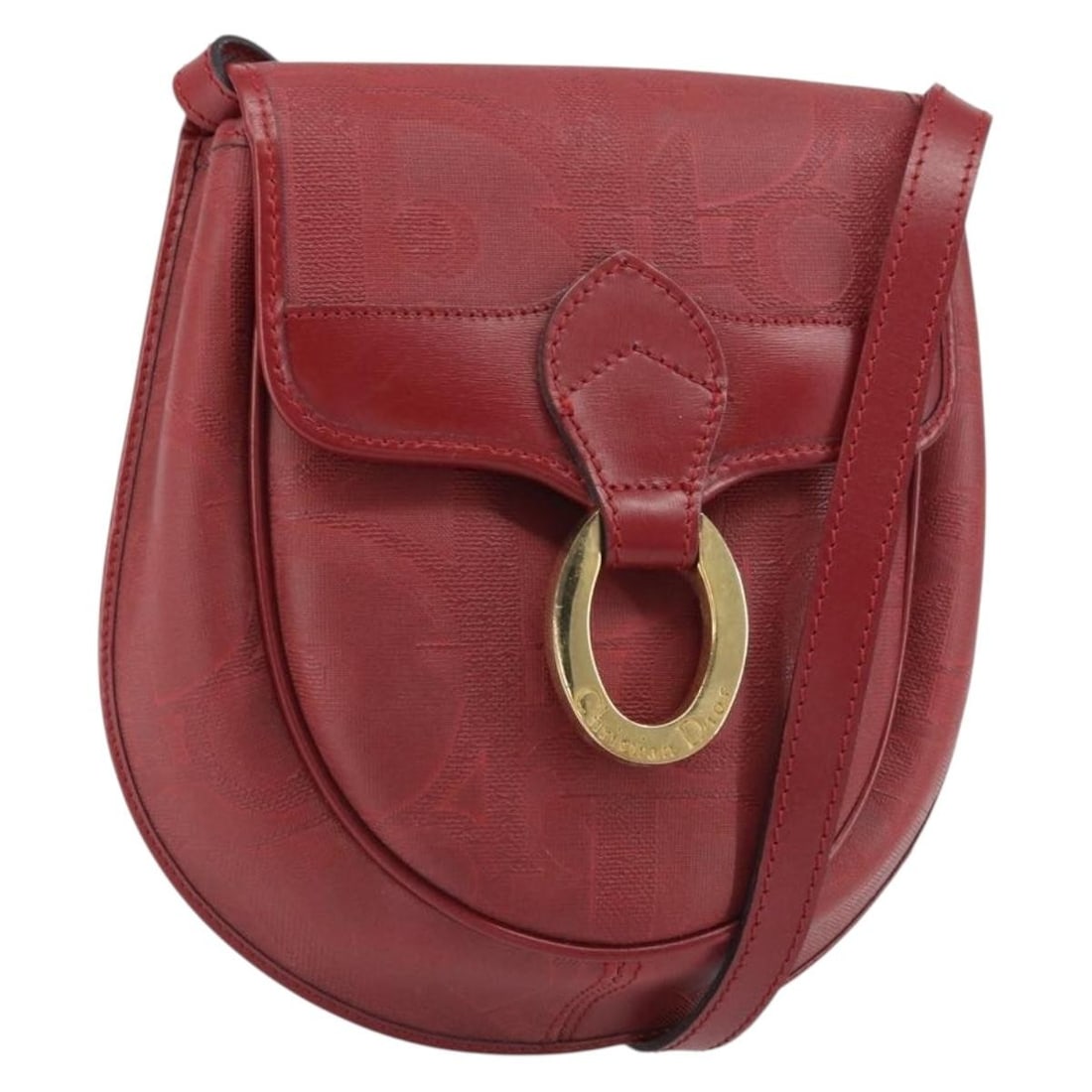 Red Christian Dior Trotter PVC Leather Shoulder Bag Gold Accents France: Red Christian Dior Trotter PVC Leather Shoulder Bag Gold Accents France This Christian Dior shoulder bag features the iconic Trotter canvas with PVC leather accents in red and gold tones. Made in Fran