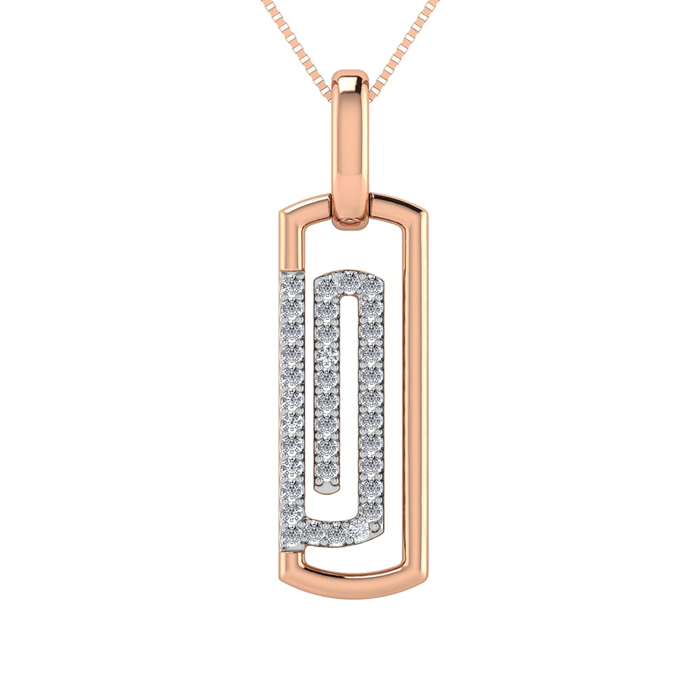 10K Pink Gold 1/6 Ct.Tw. Round Diamond Paper Clip Pendant: 10K Pink Gold 1/6 Ct.Tw. Round Diamond Paper Clip Pendant 10k Pink Gold Stone Color: G-h Stone Clarity: I1 Unless otherwise specified, pendants that include a chain are paired with our standard 18-inc