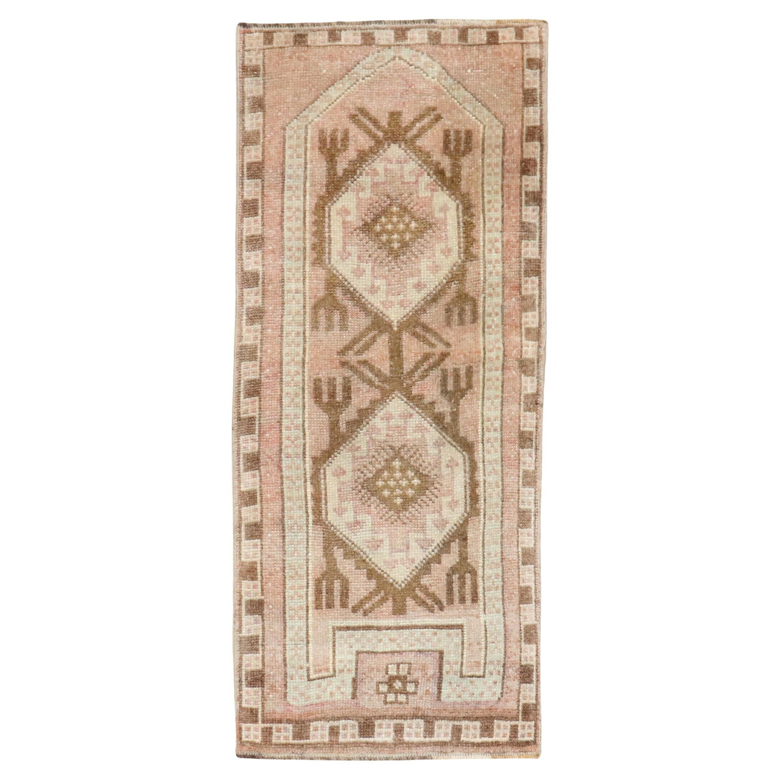 Vintage Turkish Anatolian Tribal Hand-Woven Wool Runner 30 x 67 in: Vintage Turkish Anatolian Tribal Hand-Woven Wool Runner 30 x 67 in Discover the charm of this mid 20th century Turkish Tribal Small Runner, a captivating piece from the Zabihi Collection. Hand-woven f