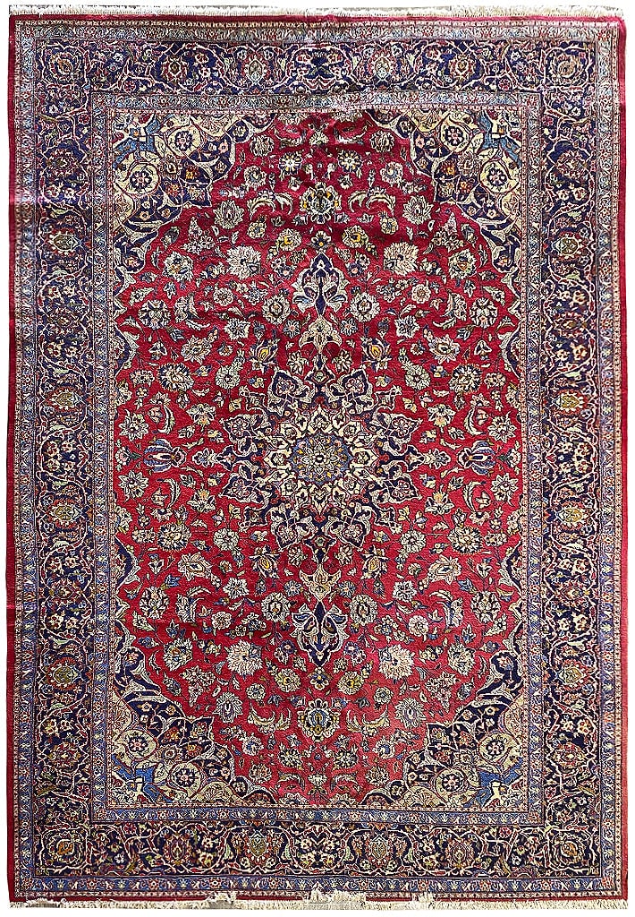 Authentic Persian Mashad Wool Rug 9.9 x 13.7 Feet Premium Quality: Authentic Persian Mashad Wool Rug 9.9 x 13.7 Feet Premium Quality Free continental US Shipping Enhance your space with this authentic Persian Mashad traditional wool rug, measuring 9.9 x 13.7 feet. Cr