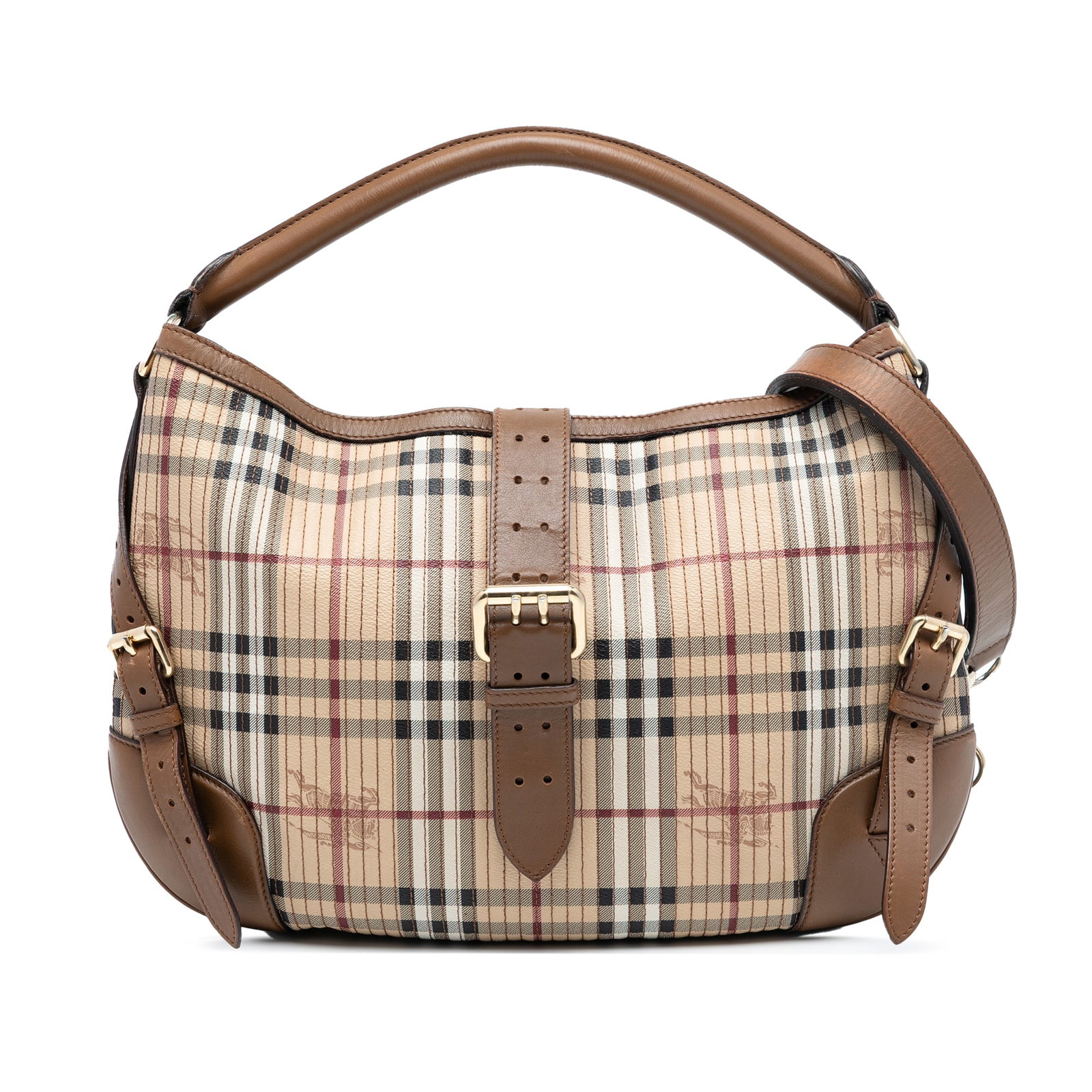 Haymarket Check Dunloe Satchel Bag by Burberry with Leather Trim (1 of 7)
